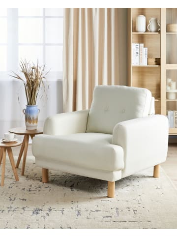 Beliani Sessel TUVE in Weiß/Heller Holzfarbton - (W) 88 x (H) 85 x (L) 90 cm