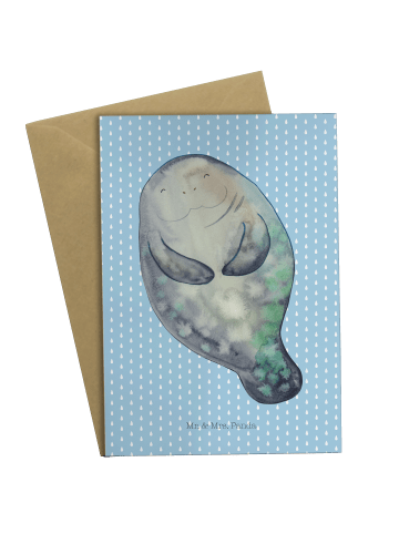 Mr. & Mrs. Panda Klappkarte Seekuh Happy ohne Spruch in Blau Pastell