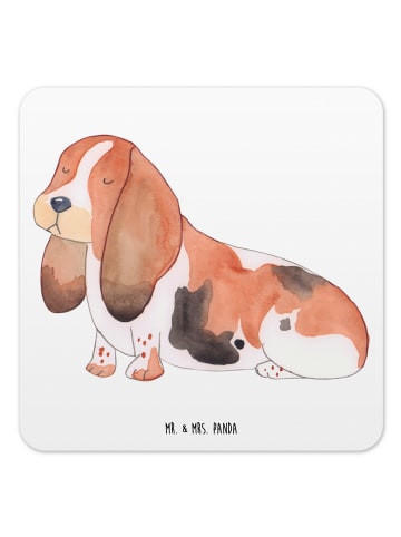 Mr. & Mrs. Panda Untersetzer Set Hund Basset Hound ohne Spruch in Weiß
