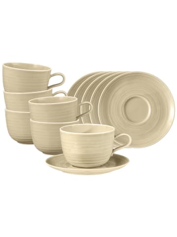 Seltmann Weiden 6er Set Milchkaffeetassen mit Untertassen Terra in 400 ml in Sandbeige