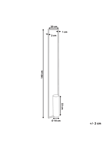 Beliani Stehleuchte PATRICIO in Gold/Braun - (W) 20 x (H) 140 x (L) 10 cm