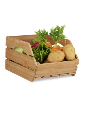 relaxdays 3 x Stapelkiste in Natur - (B)27 x (H)20,5 x (T)38 cm
