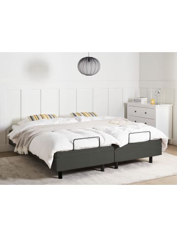 Beliani Doppelbett CASTELLAN in Grau/Schwarz - (W) 160 x (H) 37 x (L) 200 cm