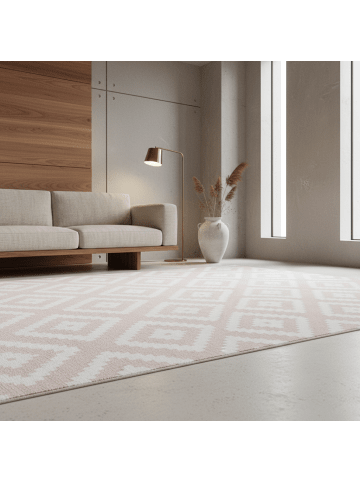 KADIMA DESIGN Teppich Kurzflor Waschbar Geometrisch INN Strapazierfähig OEKO-TEX in Pink