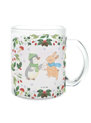 Mr. & Mrs. Panda Tasse Pinguin Hase Schneeballschlacht ohne Spruch in Transparent