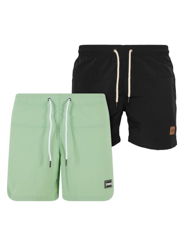 Urban Classics Badeshorts in vintagegreen+black