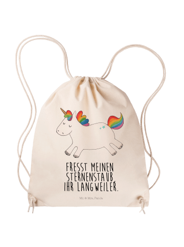 Mr. & Mrs. Panda Sportbeutel Einhorn Happy mit Spruch in Creme