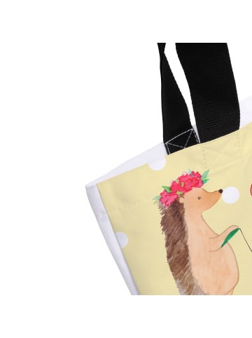 Mr. & Mrs. Panda Strandtasche Igel Seilhüpfen mit Spruch in Gelb Pastell