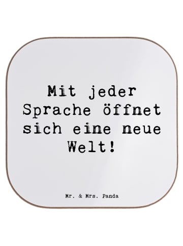 Mr. & Mrs. Panda Bierdeckel Spruch Sprachen lernen mit Spruch in Weiß