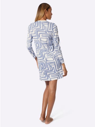 creation L Nachthemd in champagner-rauchblau-bedruckt