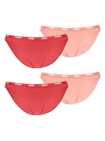 Puma 4er Pack Bikini Slips in Koralle