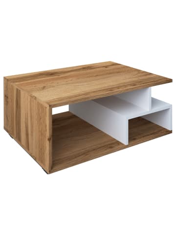 VCM Holz Sofatisch Couchtisch Wohnzimmertisch Sulas in Honig-Eiche / Weiß