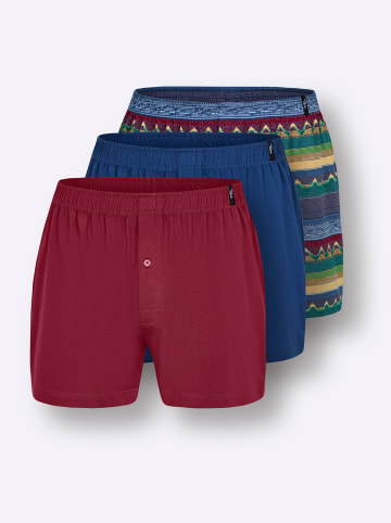 WITT WEIDEN Boxershorts in jeansblau-bedruckt + dunkelblau + kirsche