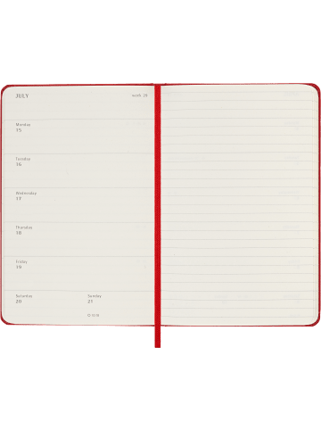 Moleskine 12 Monate Wochen Notizkalender 2024, Fester Einband in Scharlachrot