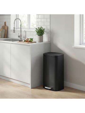 SONGMICS Mülleimer Plushic in Schwarz - (B)29.7 x (H)63.3 x (T)34.8 cm - 30 L