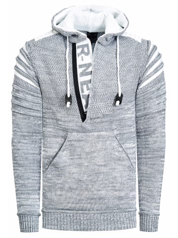 Rusty Neal 1/2 Zip Grobstrick Future Kapuzen-Pullover in Grau