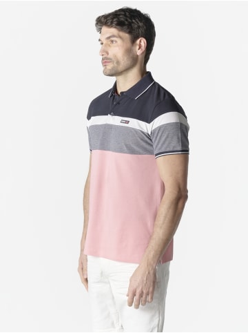 KOROSHI Normal polo pique streifen-block nautik in pink