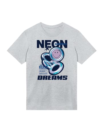 F4NT4STIC T-Shirt Smiley Originals Neon Dreams Rave Wear in grau meliert