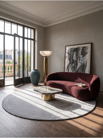 KADIMA DESIGN Rundteppich Uni Antirutsch weich wohnlich Wohnzimmer Schlafzimmer in Grau