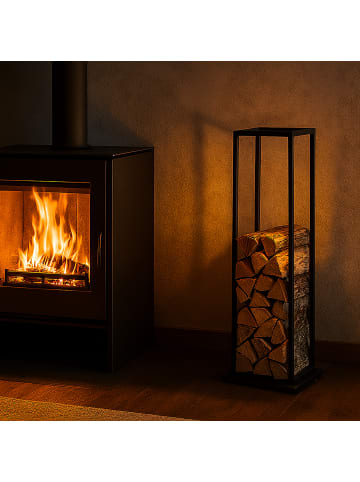 relaxdays Kaminholzregal in Schwarz - (B)35 x (H)121 x (T)35 cm