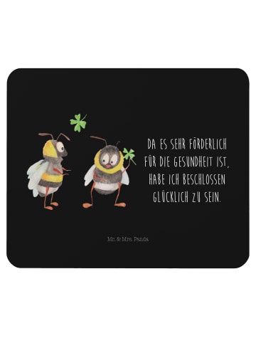 Mr. & Mrs. Panda Mauspad Hummeln Kleeblatt mit Spruch in Schwarz