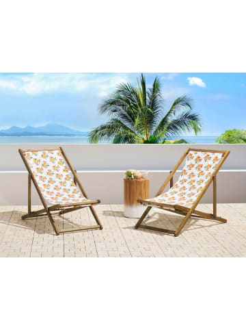 Beliani 4-tlg Gartenliege ANZIO in Grün/Orange/Weiß