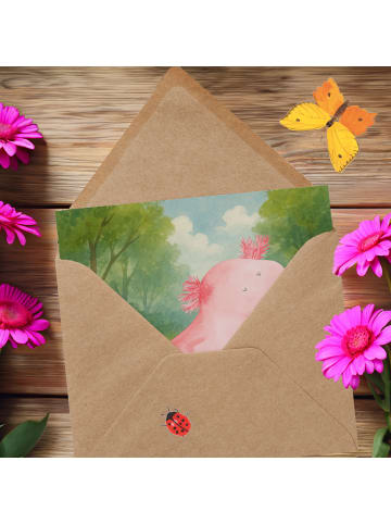 Mr. & Mrs. Panda Einladungskarte Axolotl Tanzen Design ohne Spruch in Weiß