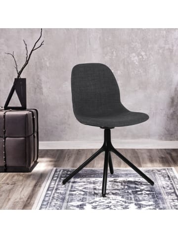 KADIMA DESIGN Stuhl Textil & Metall, Klassischer Polsterstuhl, Esszimmerstuhl in Anthrazit