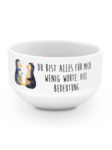 Mr. & Mrs. Panda Müslischale Pinguin Pärchen mit Spruch in Weiß