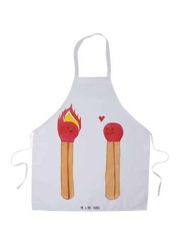 Mr. & Mrs. Panda Latzschürze Streichhölzer ohne Spruch in Weiß