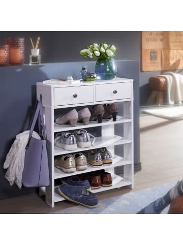 FineBuy Schuhschrank in Weiß / Spanplatte / 60x24x79