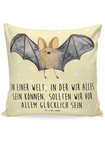 Mr. & Mrs. Panda 40x40 Kissen Fledermaus Flügel mit Spruch in Gelb Pastell