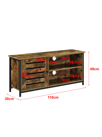 en.casa Fernsehtisch Engerdal in Braun (H)49cm (B)110cm (T)30cm