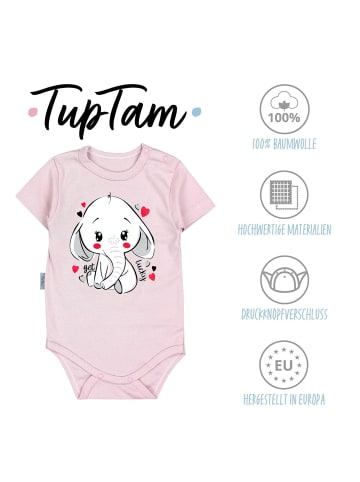 TupTam Baby Kurzarm Body mit Aufdruck Spruch 5er Pack in rosa/grau