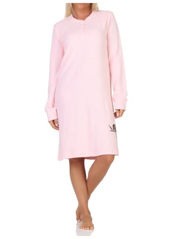 NORMANN Frottee Nachthemd langarm Faulti Katze - 76383 in rosa