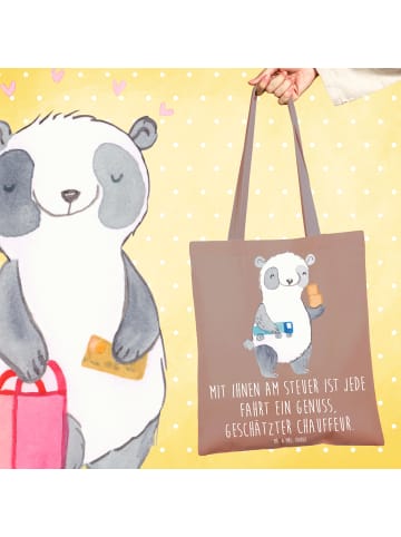 Mr. & Mrs. Panda Tote Bag Chauffeur Genussfahrt mit Spruch in Braun Pastell