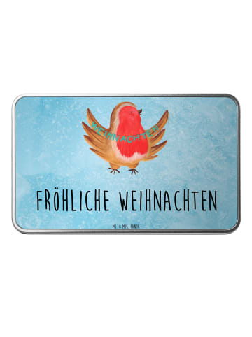 Mr. & Mrs. Panda Kaffeedose Rotkehlchen Weihnachten mit Spruch in Eisblau