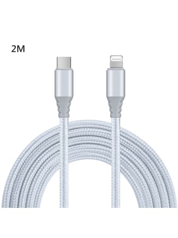 Platyne USB-C-auf-Lightning-Kabel 2 Meter in Silber