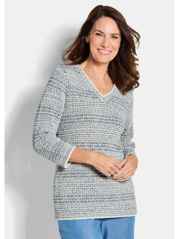 GOLDNER Strukturpullover mit 3D-Effekt in blau / gemustert