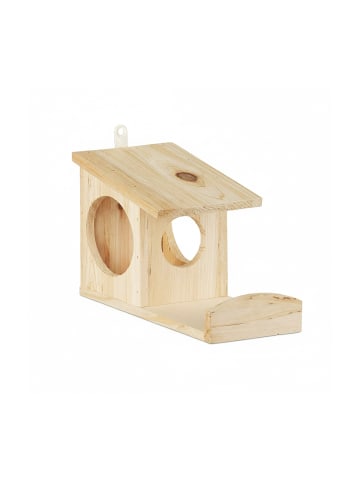relaxdays Eichhörnchen Futterhaus in Naturfarben - (B)14x (H)17,5 x (T)25 cm