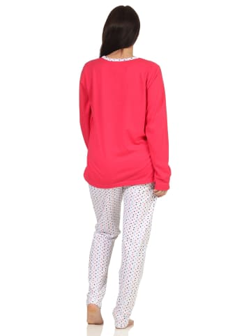NORMANN Schlafanzug langarm Pyjama frühlgshafte Punkten - 64580 in pink