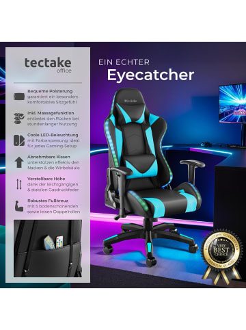 tectake Gamingstuhl Tartaros dicke Polsterung, Belastbarkeit 120 kg, schwarz/azur