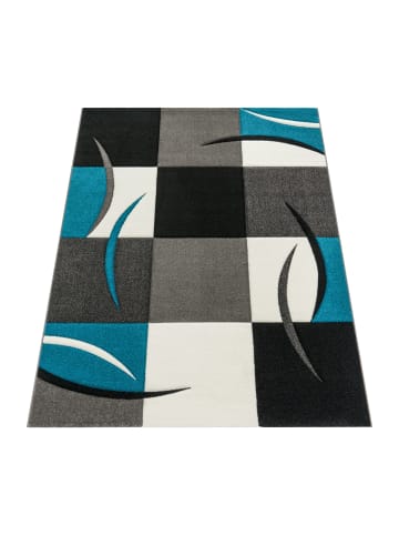 KADIMA DESIGN Teppich Kurzflor Karo Wohnzimmer in Türkis