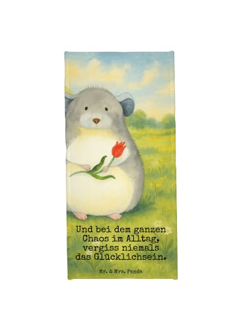 Mr. & Mrs. Panda Badehandtuch Chinchilla Blume Design mit Spruch in Gelb Pastell