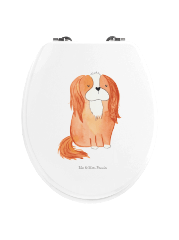 Mr. & Mrs. Panda Motiv WC Sitz Hund Cavalier King Charles Spanie... in Weiß
