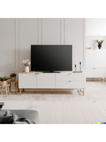 CALICOSY TV-Möbel GLASGOW in Weiß - (W) 60,5  x (H) 179  x (L) 40,5  cm