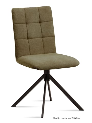 58 aufm Kessel ESSZIMMERSTUHL (2er-Set) Drucy 47x91x60 Schwarz/Olivgrün