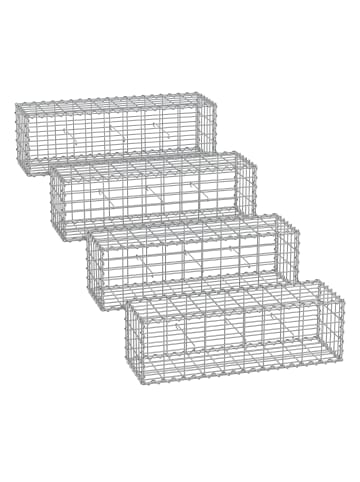 SONGMICS 4er-Set: Gabione in Silbern - (B)100 x (H)30 x (T)30 cm