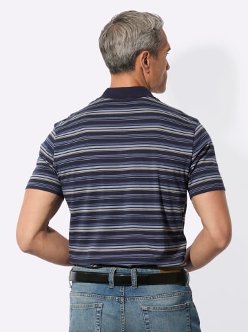 Sieh an! Kurzarm-Poloshirt in marine-steingrau-geringelt