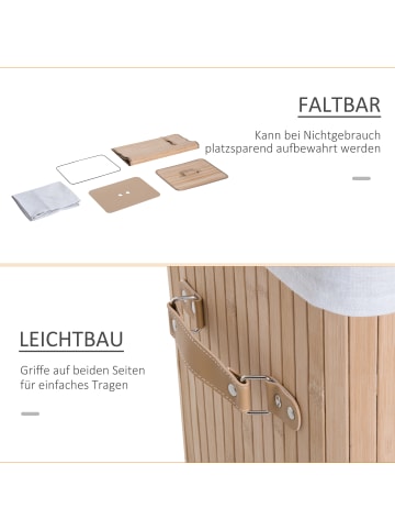 HOMCOM Wäschekorb in Natur 40L x 30B x 60H cm